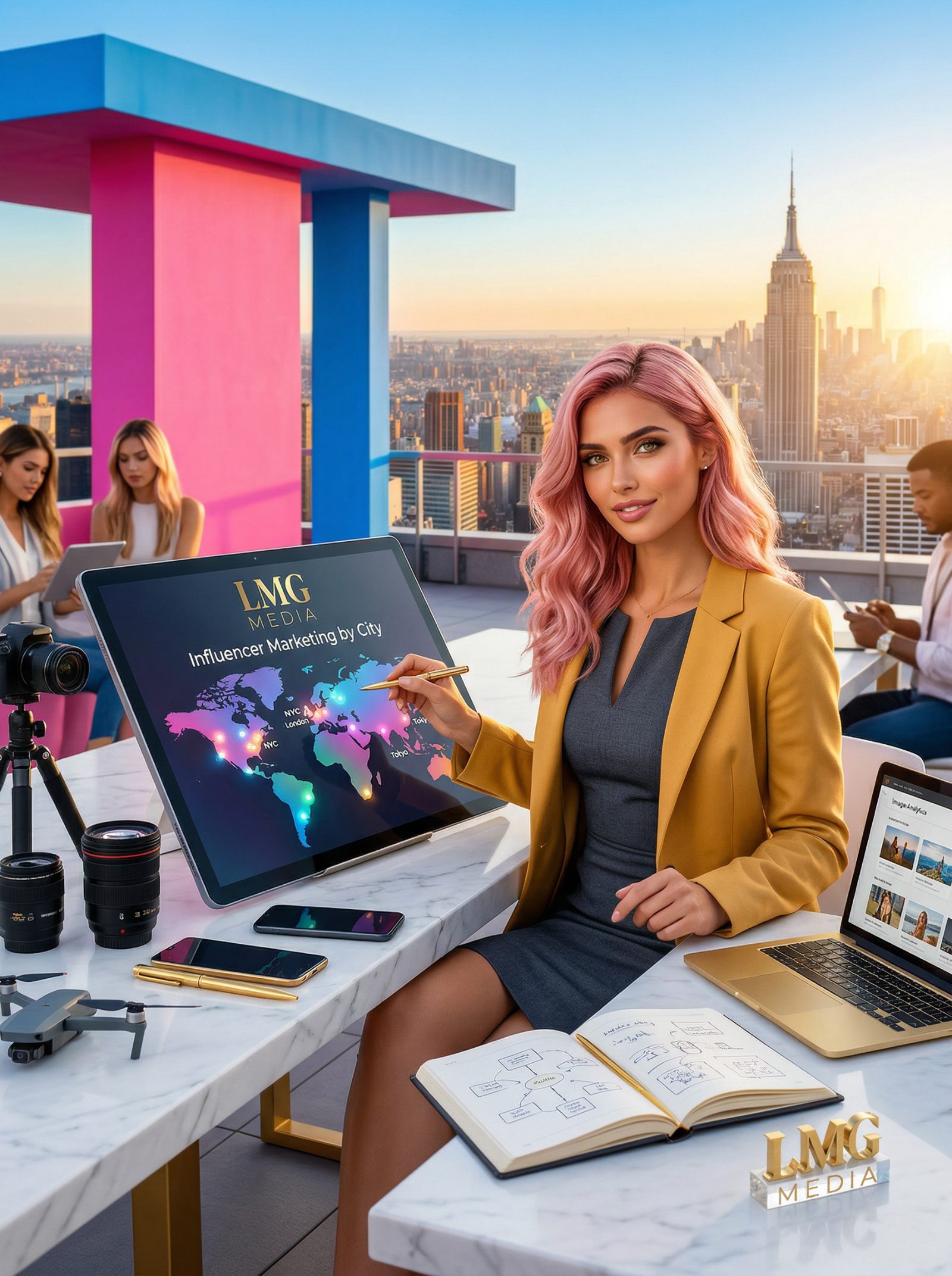 LMG Media strategist reviewing an AI matching dashboard
